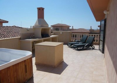 Private roof terrace with hot tub, sun loungers and BBQ